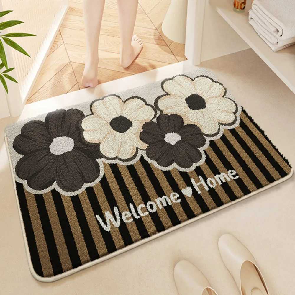 VIKAMA American Vintage Floral Welcome Home Rug Water Absorbing Anti Slip Mat Bathroom Decorative Floor Mat Home Decor C251103