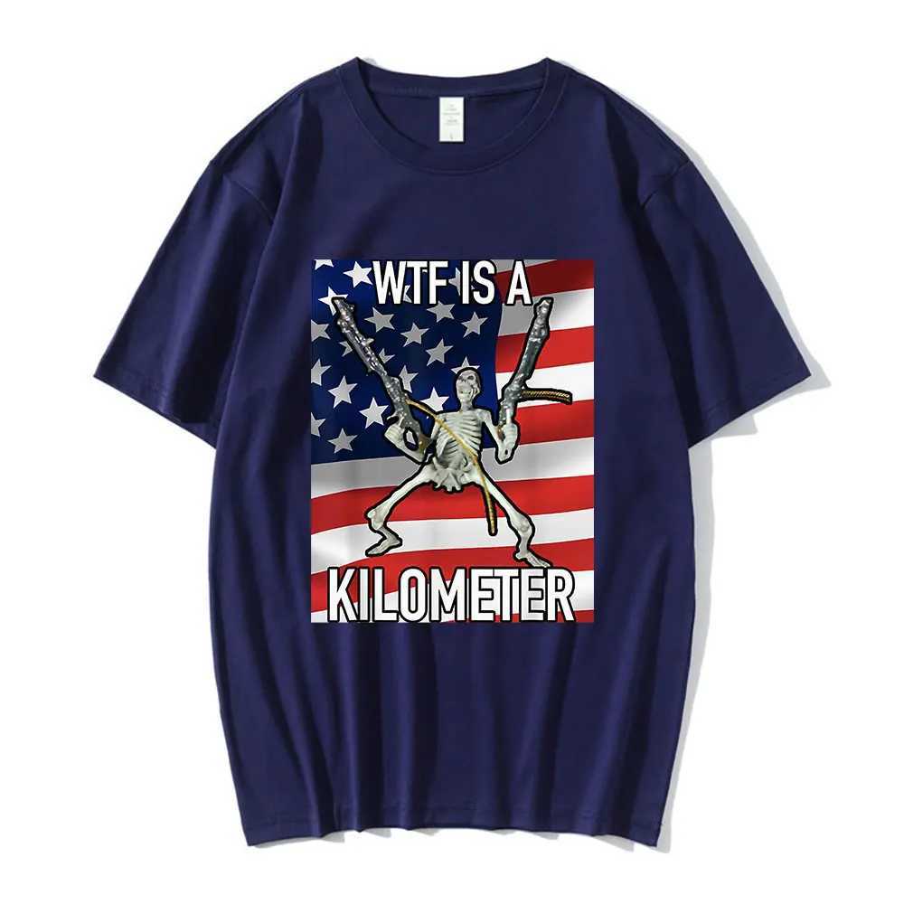 WTF Is A Kilometer Horror Funny Skeleton Meme T Shirt Men Fashion Hip Hop T-shirt Casual Cotton Short Sleeve Oversized T Shirts X250403