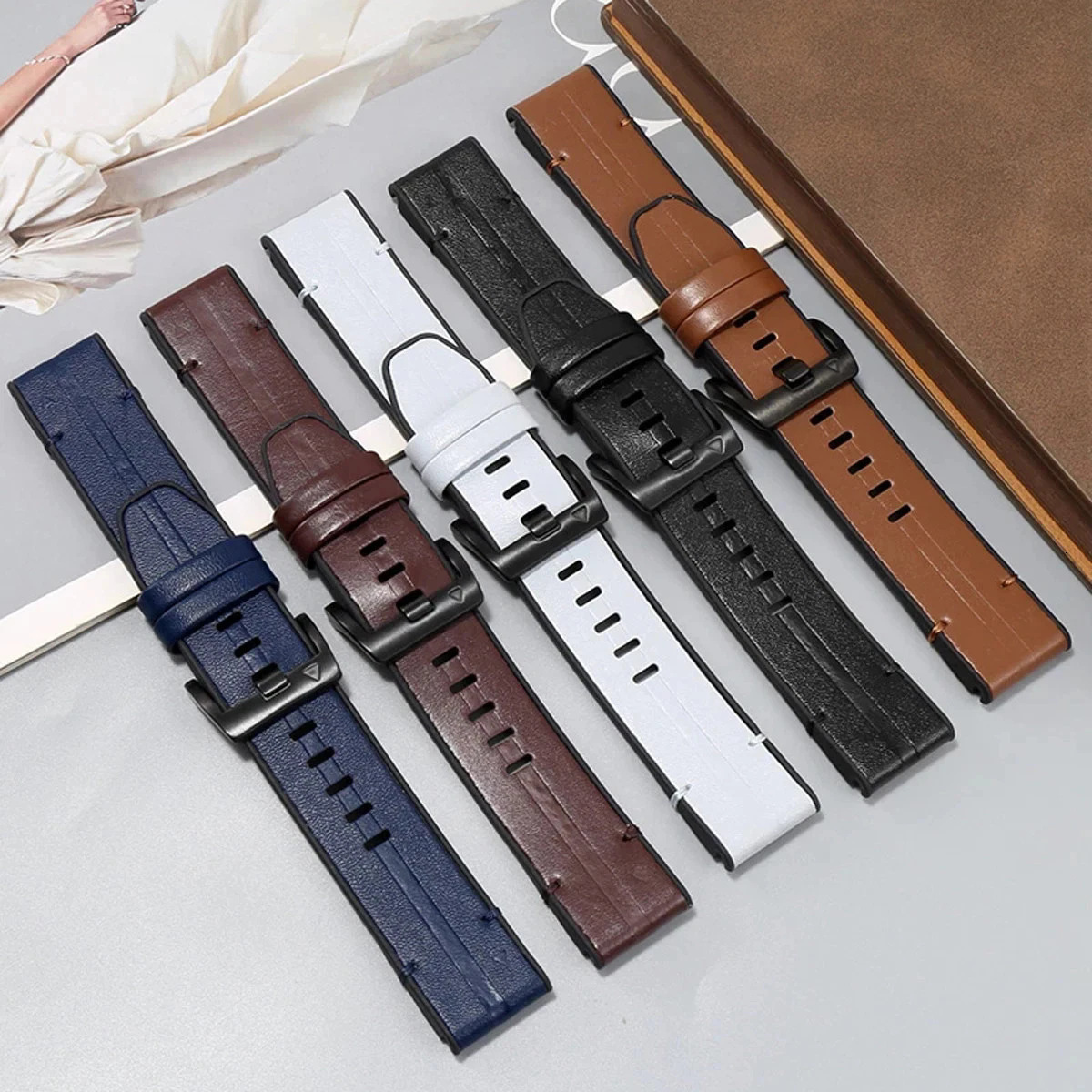 AN 26mm Watchband for Garmin Fenix 7X/6X Pro/6X/5X/5X Plus Genuine Leather Strap 22mm for Fenix 6/6 Pro/5/7 Band 240906