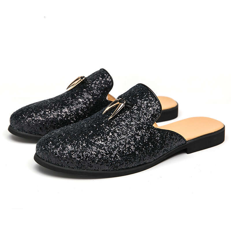 2024 Large Size Spring New Half Dragged Leather Fashion Men's Legged Casual Shoes Trend