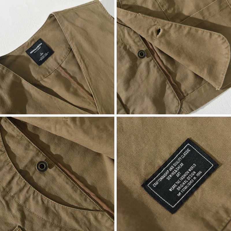 100% cotton sleeveless American cargo vest fall sports vest coat X250403