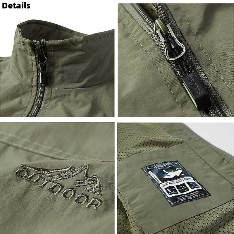 Outdoor Mens Vests 2022 Multi-pockets Hiking Work Photography Golf Vest Mans Fish Vest Waterproof Breathable Waistcoat Size 6XL X250403