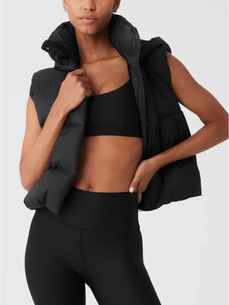 Black Winter Waistcoat Women Standup Collar Sleeveless Jacket Womens Autumn Casual Loose Thicken Warm Vests Jackets 251103