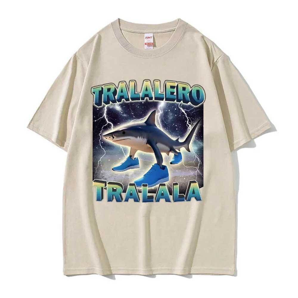 Tralalero Tralala Funny Shark Meme T Shirts Gifts Men Women Fashion Trend High Street T-shirt Cotton O-Neck Short Sleeve T Shirt X2504031