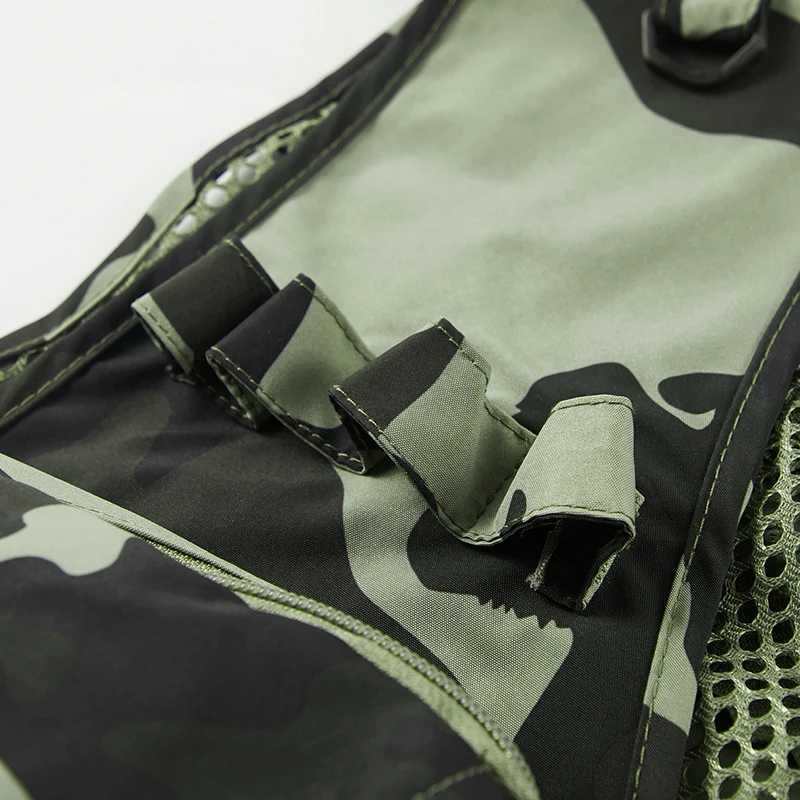 Summer Baggy Causal Mens Mesh Vest Multi Pocket Photographers Male Sleeveless Jackets Mesh Green Camouflage Waistcoat for Men X250403
