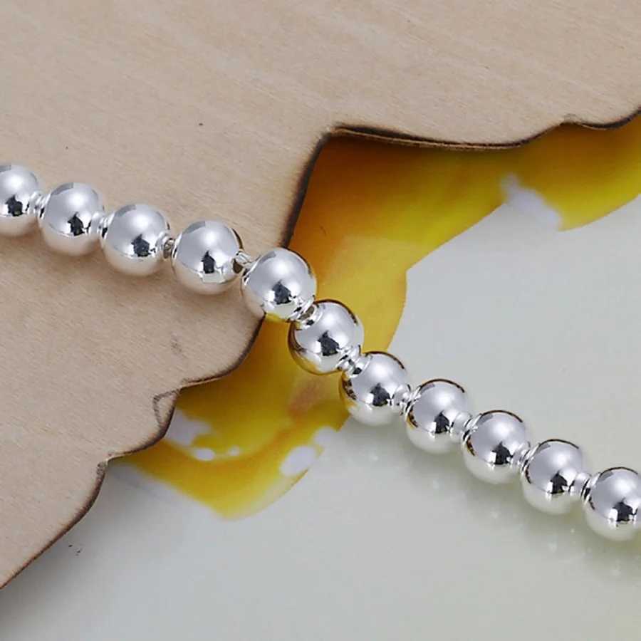 925 sterling silver bracelet fashionable jewelry charm womens chain womens wedding 6MM beads factory price Y250329