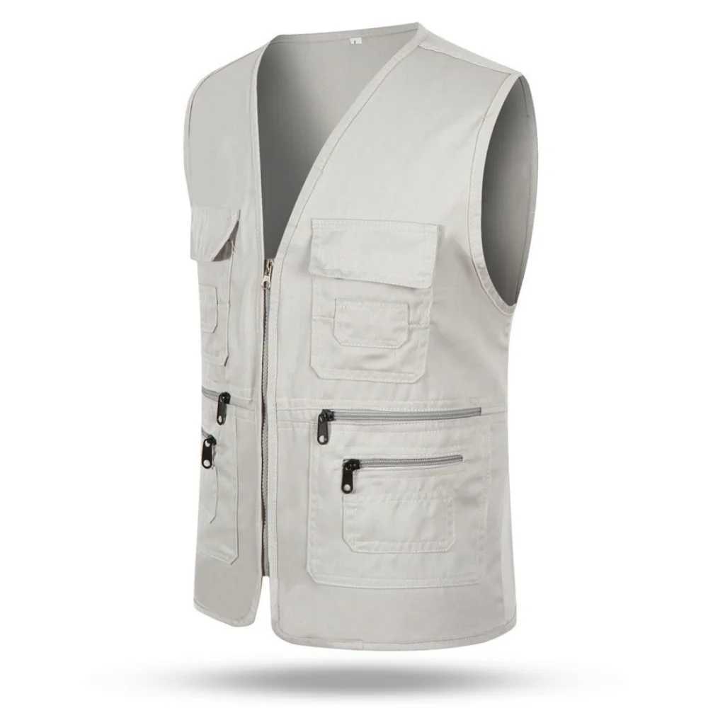 Mens Casual Cotton Vest Multi-pocket Vest Photography Waistcoat Fishing Workwear X250403