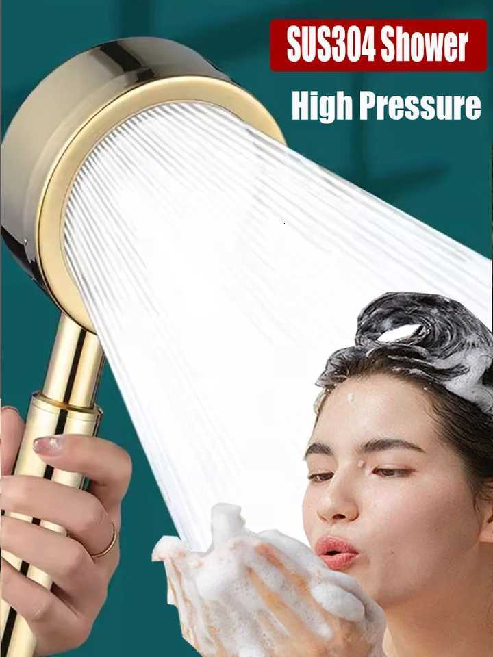 New Golden 304 Stainless Steel High Pressure Water Saving Shower Large Flow Handheld Shower Set Bathro Accessories Y251103