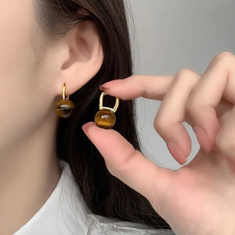 Unique and niche Meilard color scheme light luxury imitation tiger eye stone earrings for womens 2025 new earrings C251103