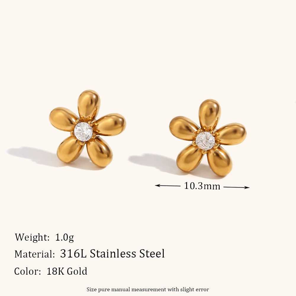 LaMuses Mini Zircon Flower Horse Eye Stainless Steel Womens Earrings Fashion Waterproof Daily Womens Jewelry C251103