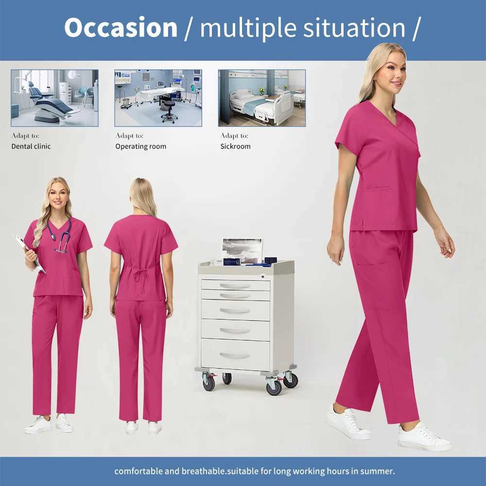 Niaahinn Scrubs Set Women Dental Surgery Nurse Suit Operating Room Medical Uniform Hospital Working Uniform Set Medical Workwear J251103