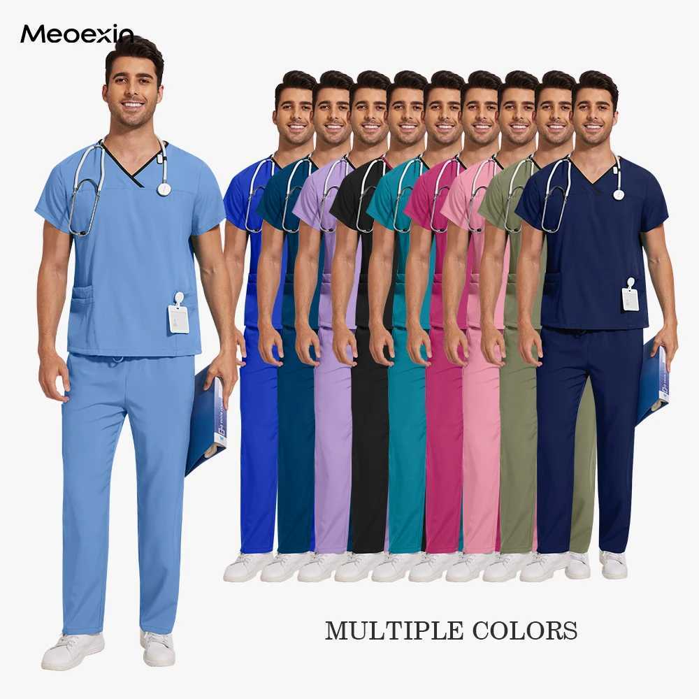 Short Sleeve Hospital Surgical Uniforms Nurse Scrubs Sets Dental Nursing Doctor Work Clothes Elastic Breathable Scrub Pants Suit J251103