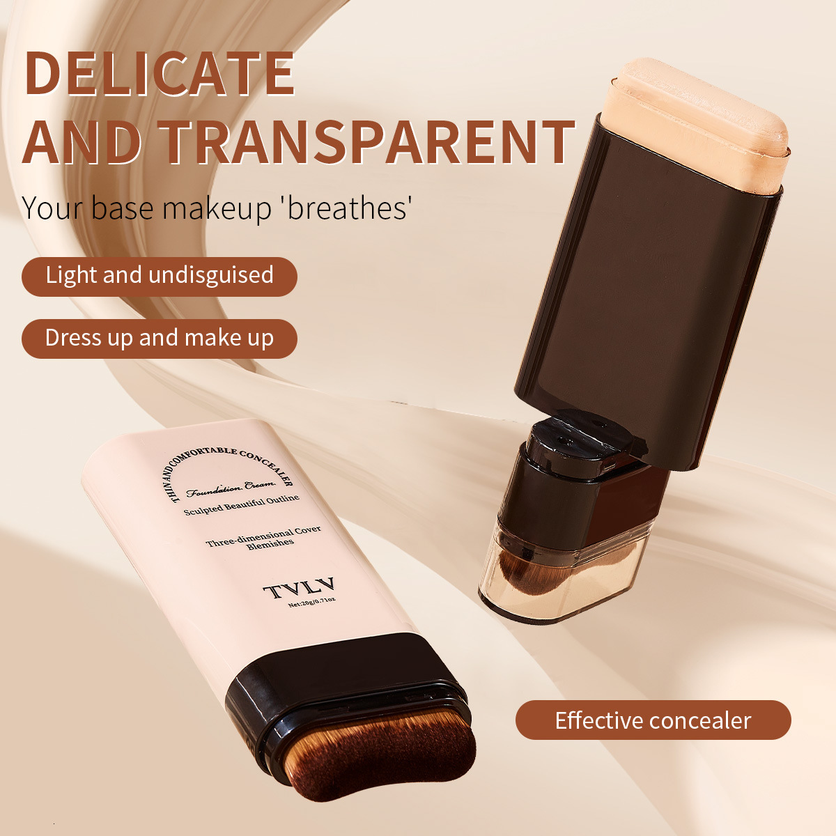 TVLV Eraser foundation make-up Stick Moisturizing Light concealer Brightening Skin Tone Lasting Makeup Double foundation make-up 250217