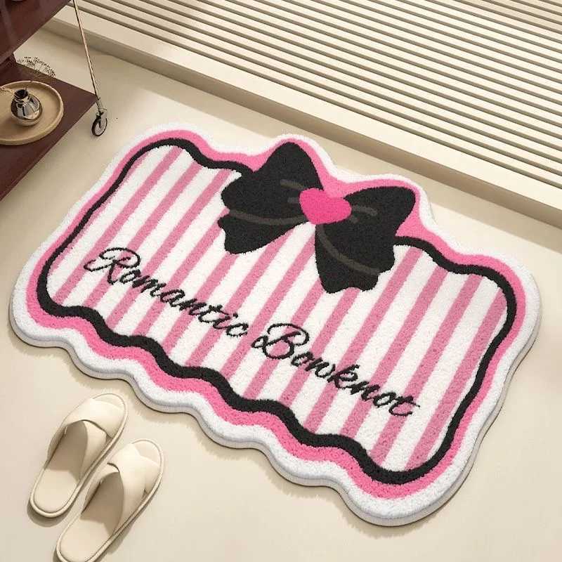 VIKAMA Bow Printed Imitation Cashmere Carpet Warm And Easy To Take Care Of Porch Mat Toilet Door Mat Home Decoration C251103