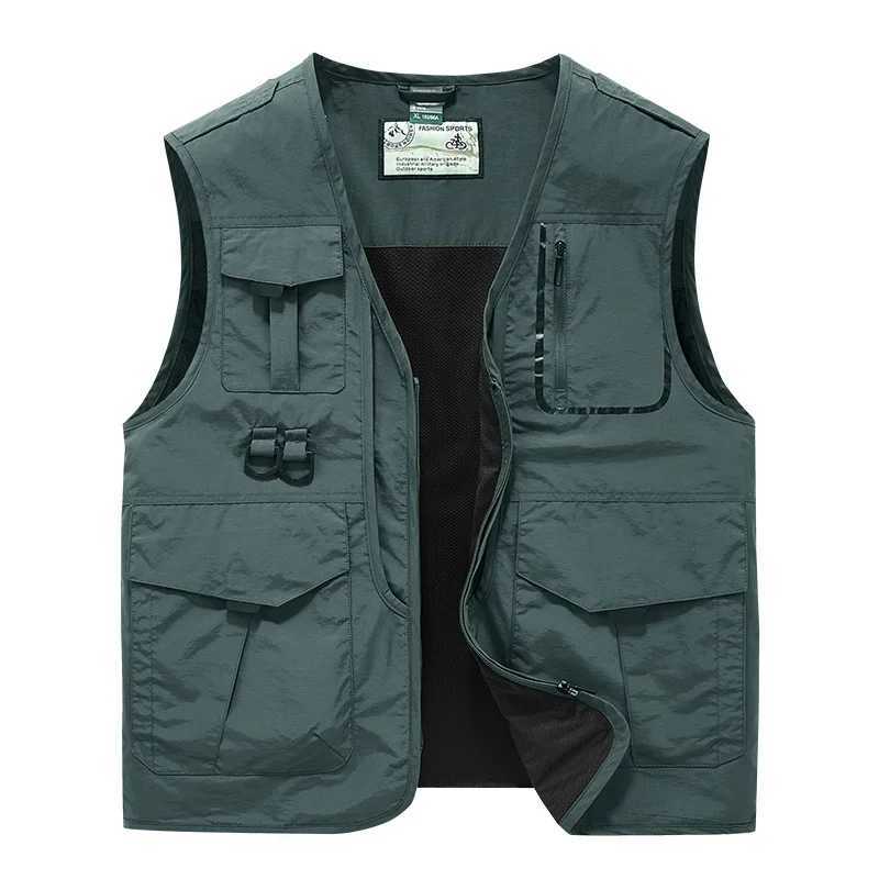 Waistcoat Men Multi-pocket Vest Tactical Military Motorcyclist Mens Coat Summer Sleeveless Jacket Work Coats Hunting Vests Man X2504031