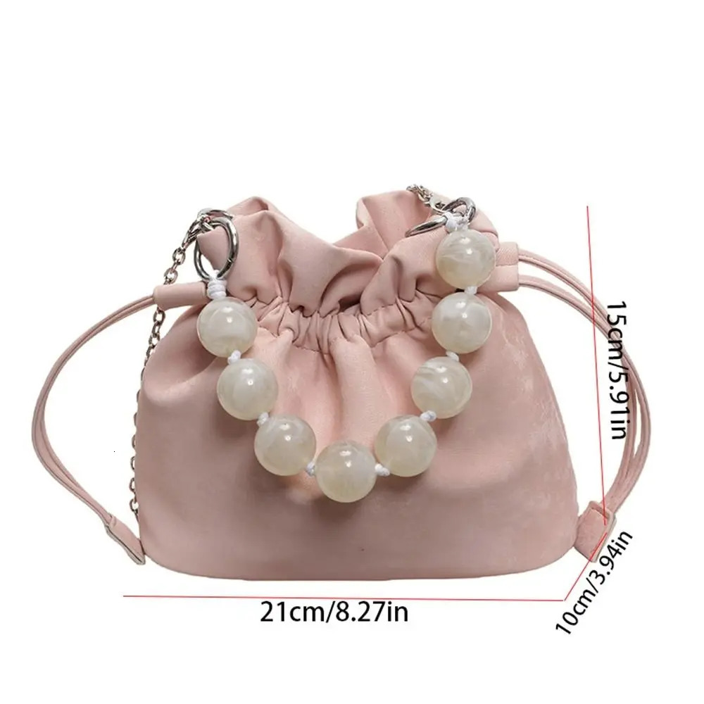 Retro Bead Drawstring Bag Hanfu Handbag Shoulder Bag New Chinese Style Bag Ancient Style Chinese Chain Crossbody Bag Daily R251103