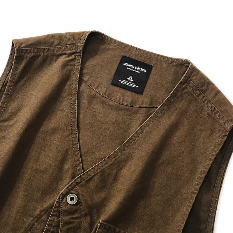 2024 autumn and winter new mens coat American vintage fashion waistcoat short cargo jacket X250403