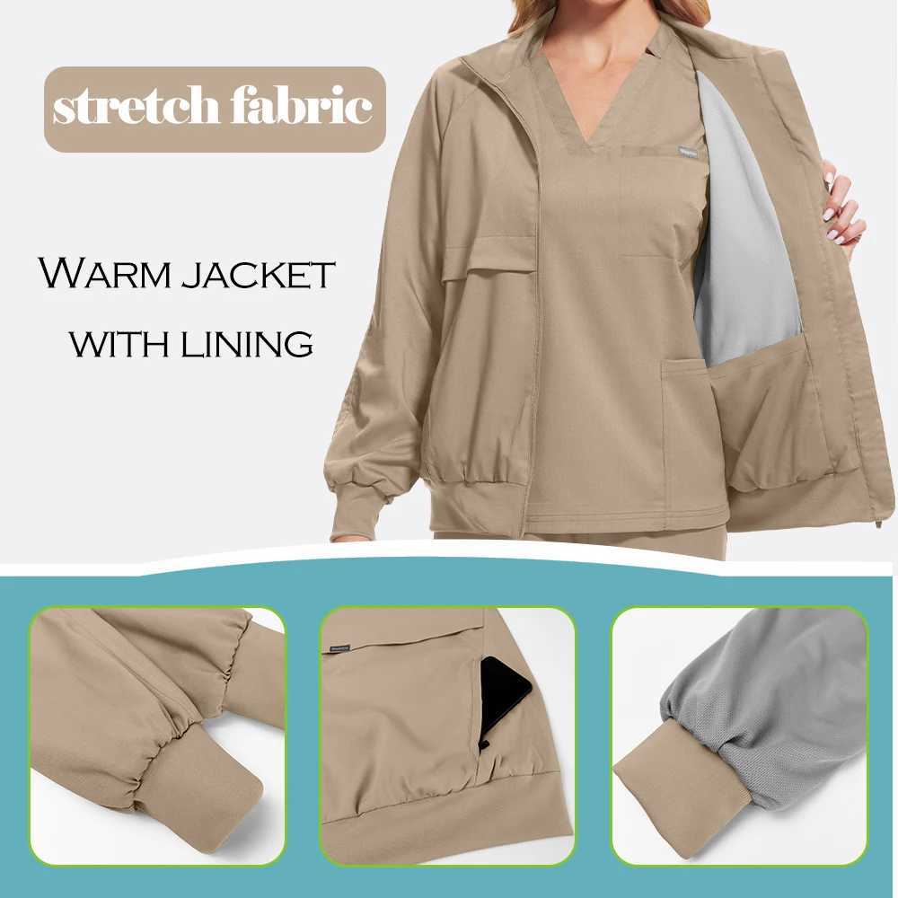 Surgical Uniforms Coat Woman Men Nursing Long Sleeve Scrubs Jackets Medical Hospital Clothing Zipper Jacket Doctor Nursing Tops J251103