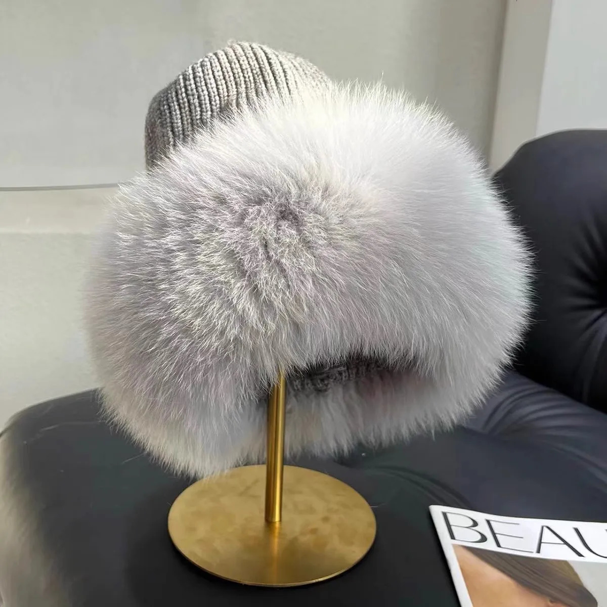 Stylish Beanie Fox Fur Hats for Women Winter Warm Fluffy Bone Cap Soft Outdoor Thick Natural Fox Fur Hat Hats 251103