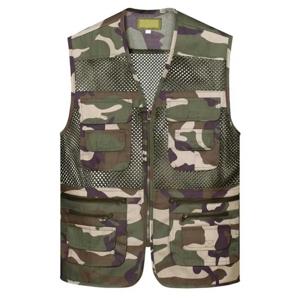 Men Fishing Vest Multi Pockets Jacke Hiking Vest Summer Sleeveless Waistcoat Casual Sports Vests Camping Waistcoat Working Vest X250403