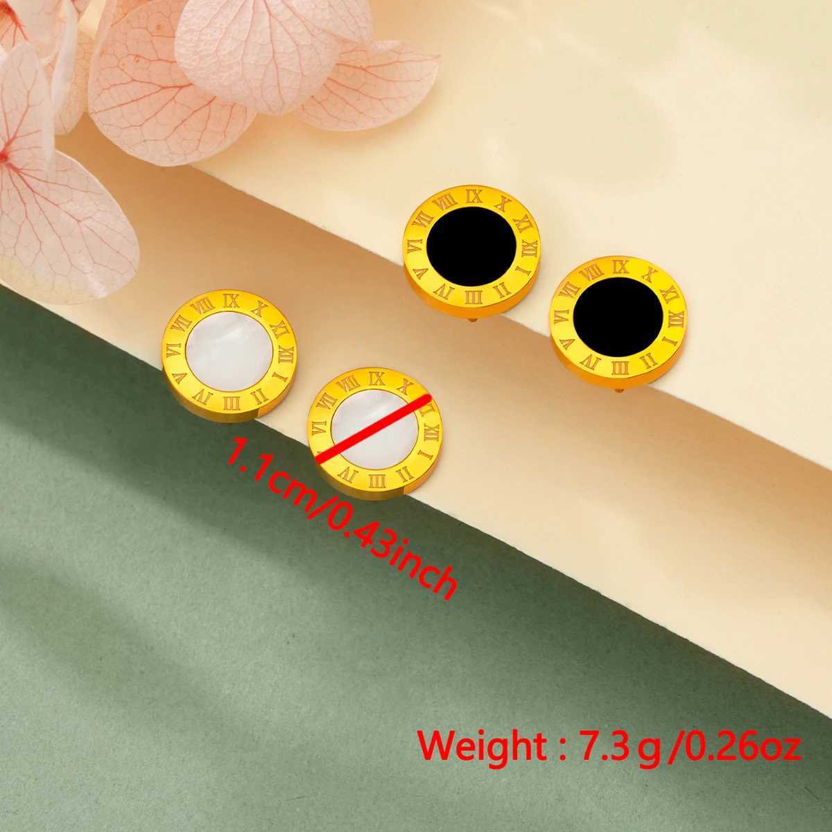 2pcs Non Fading Fashion Roman Numeral Round Earring European and American Highend Men Women Charm Stainless Steel Stud Earrings C251103