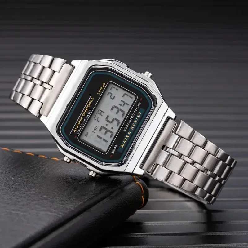 Fashion Mens Watch Digital Led Luxury Stainless Steel Square Wristwatch Electronic Watches for Men Female Clock Reloj HombreW251103W251104