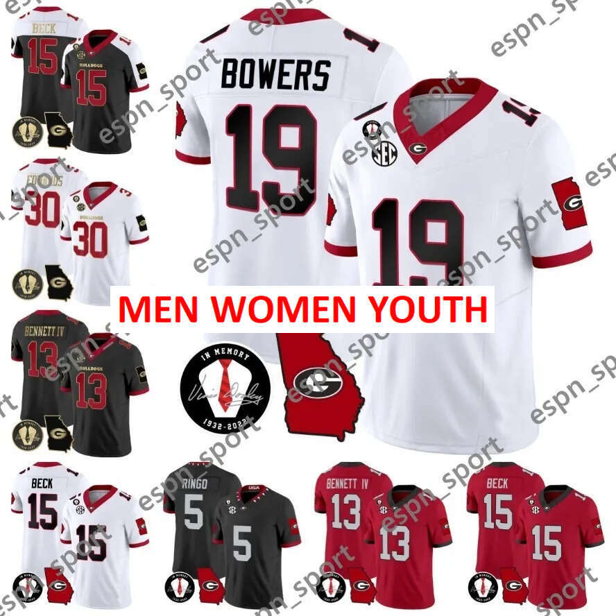 13 Stetson Bennett IV 2024 UGA Georgia Football Jerseys 19 Brock Bowers National Champions Jersey Milton Kenny McIntosh Edwards Ladd McConkey Mitchell Starks