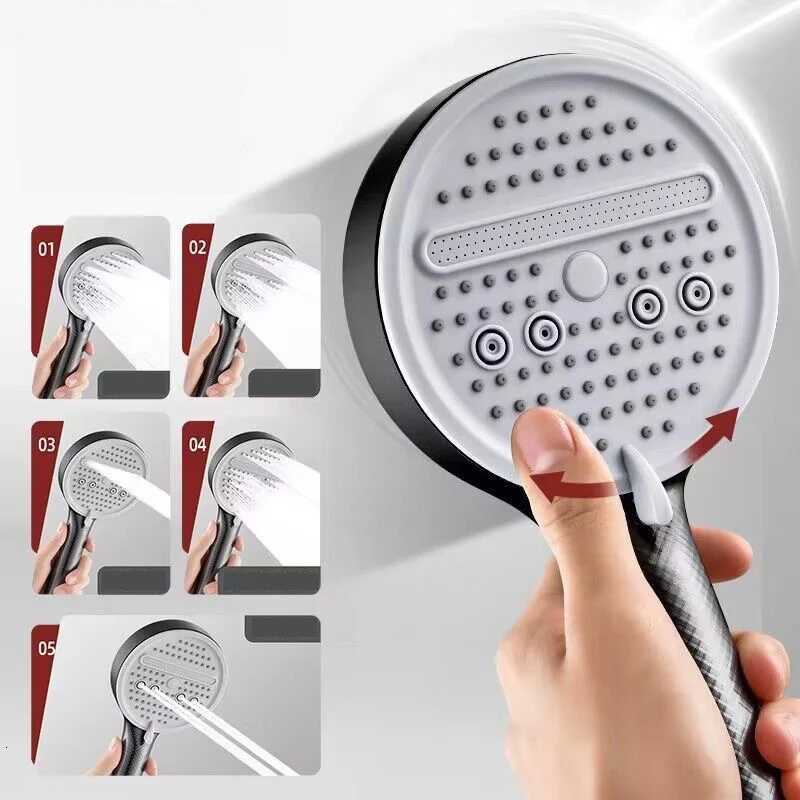 12cm Fivespeed Large Panel Pressuri Filter Shower Handheld He Bathro Shower Set Y251103