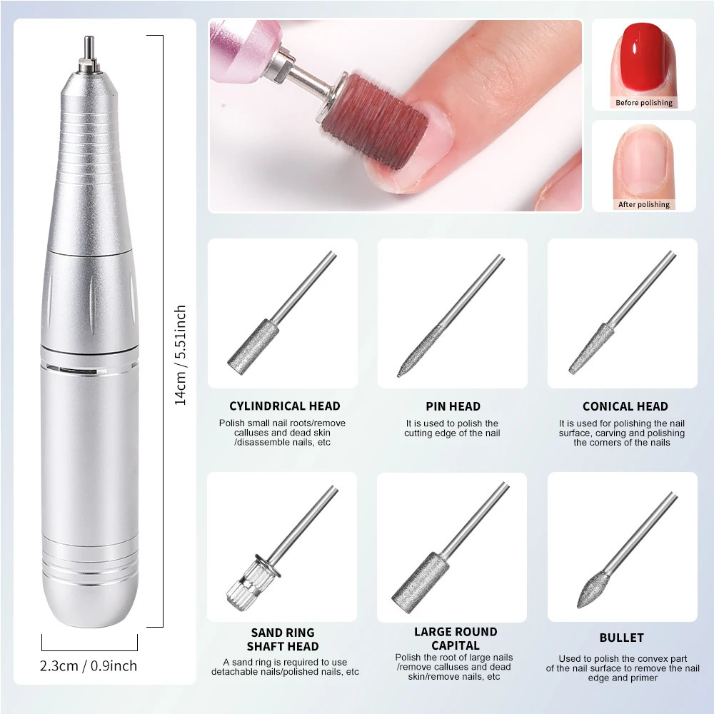 45000RPM Electric Nail Drill File Rechargeable Electric Nail Polishing Machine for Acrylic Gel Dip Powder Manicure Pedicure Tool 251031