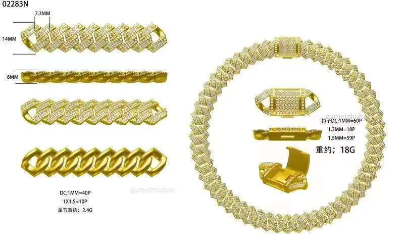 Stylish Gift Box 1 Piece Chain Sier Men's Hip Hop Moissanite Miami Ice Crystal 20mm Cuban Necklace