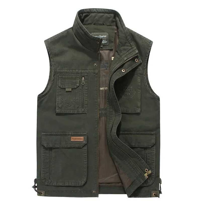 Reporter travel Padded Vest 100% Cotton men Cargo Working Jacket Multi Pocket Tactical clothing Male coat tool bullet proof vest X250403