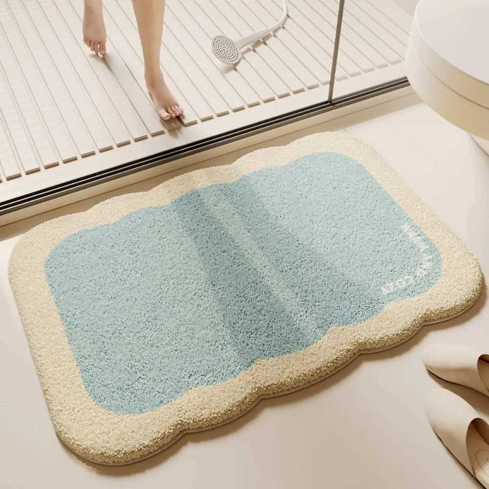 VIKAMA Bathroom Anti Slip Absorbent Mat Soft Skin Friendly Wavy Edge Bath Mat Non Slip Easy Clean Home Decor Mat C251103