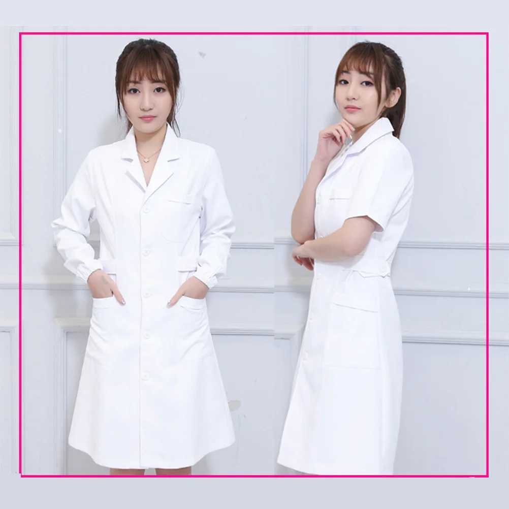 Long Sleeve White Nursing Uniform Suit Isolation Gown Overalls for Women Size Pocket Design Breathable Comfortable J251103