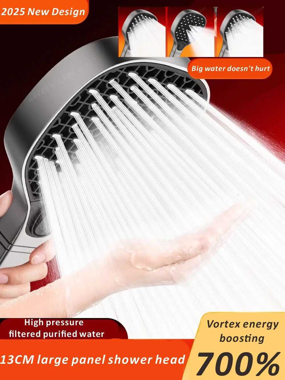 New 130mm Big Panel High Pressure 3 Modes Shower with Filter Element Hose Water Saving Spray Nozzle Bathro Accessories Y251103
