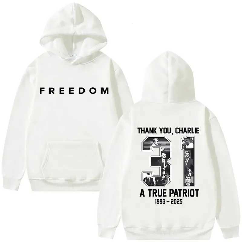 Charlie Kirk Freedom Graphic Print Hoodie Men Women Tribute Memorial American Hero Sweatshirt Male Patriotic Activism Streetwear K251103