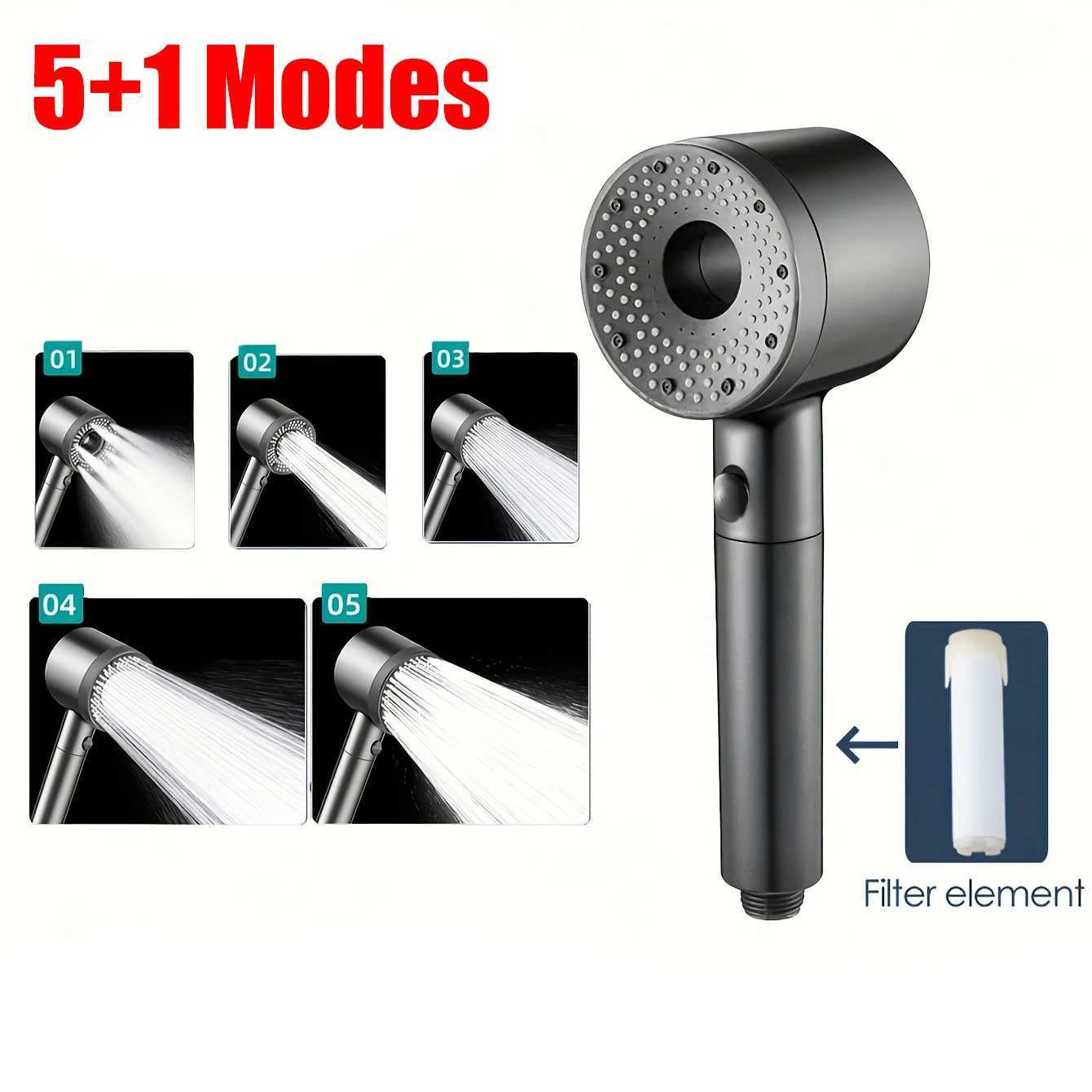 5 Mode Adjustable Shower Large Flow Filter Shower High Pressure Water Saving Mixer Shower Nozzle Bathro Accessories Y251103