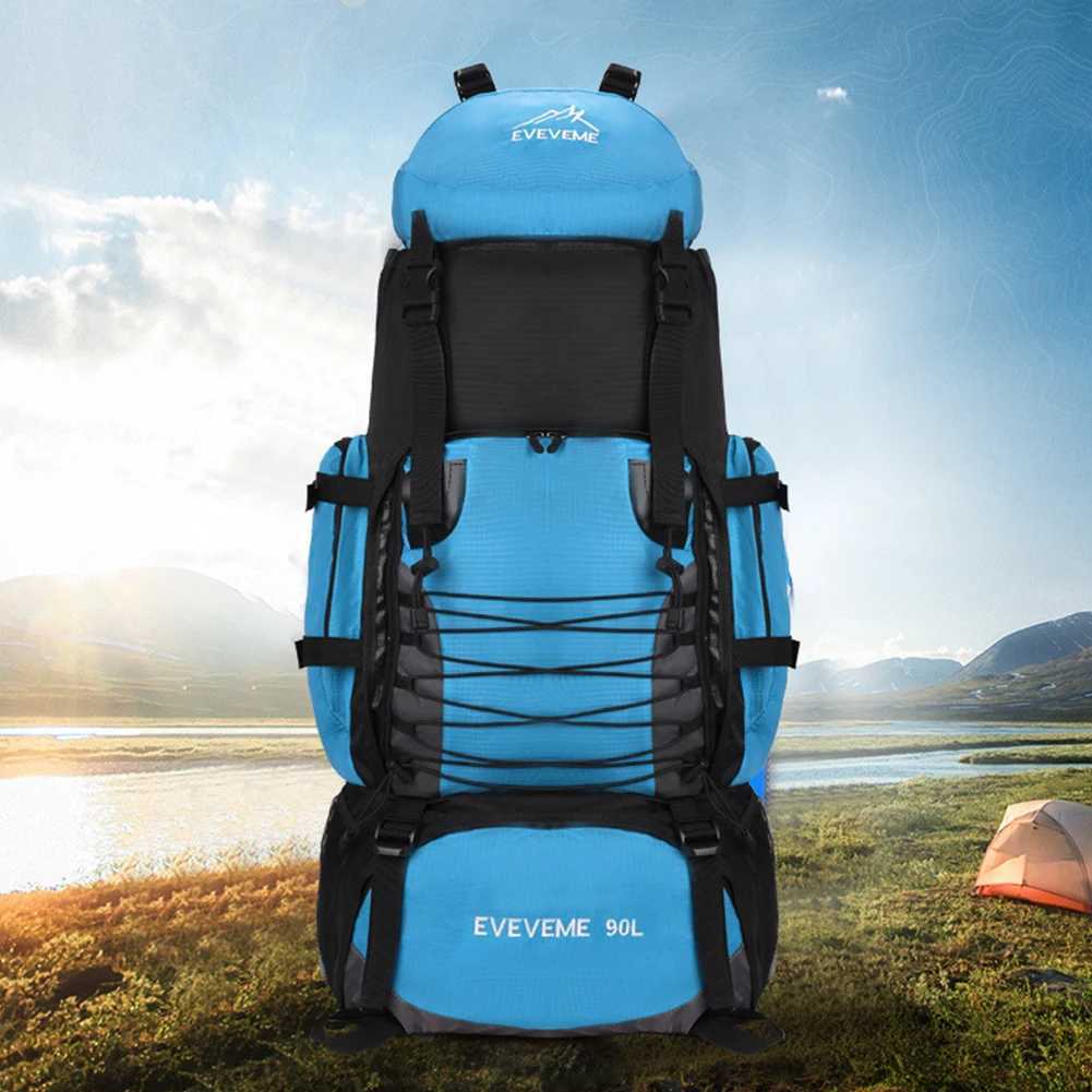 90L Army Hiking Bag Anti Theft Buckle with Rain Cover Flap Design Top Hook Adjustable Shoulder Strap Men Women Trekking BackpackC250407