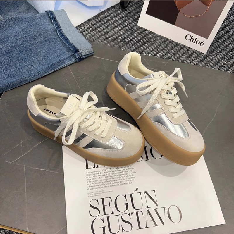 designer shoes new women's German training shoes spring all-match thick-soled small white shoes retro and niche height-increasing leisure board s
