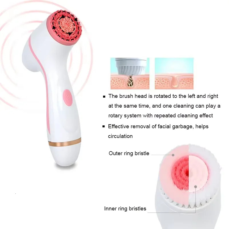 3 In 1 Electric Cleansing Brush Vibrations Facial Cleaner Face Massager Sonic Rotating Cleansing Brush Face Deep Cleansing Tool 251030