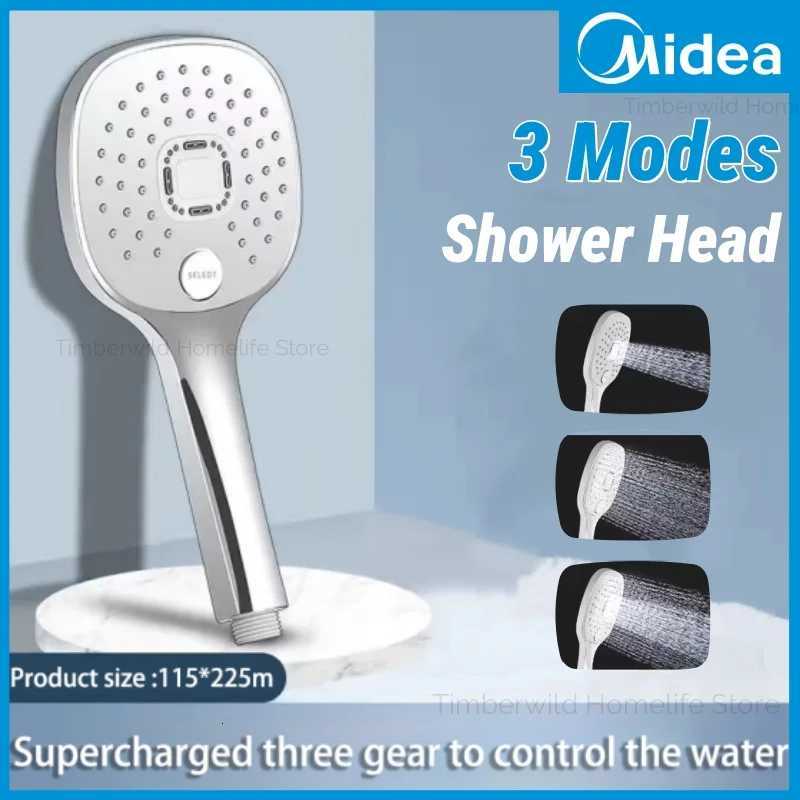 Media 3 Modes Shower Hand Hold Big Panel Square Strong Pressuer Shower Water Saving Spray Nozzle Bathro Accessories Y251103