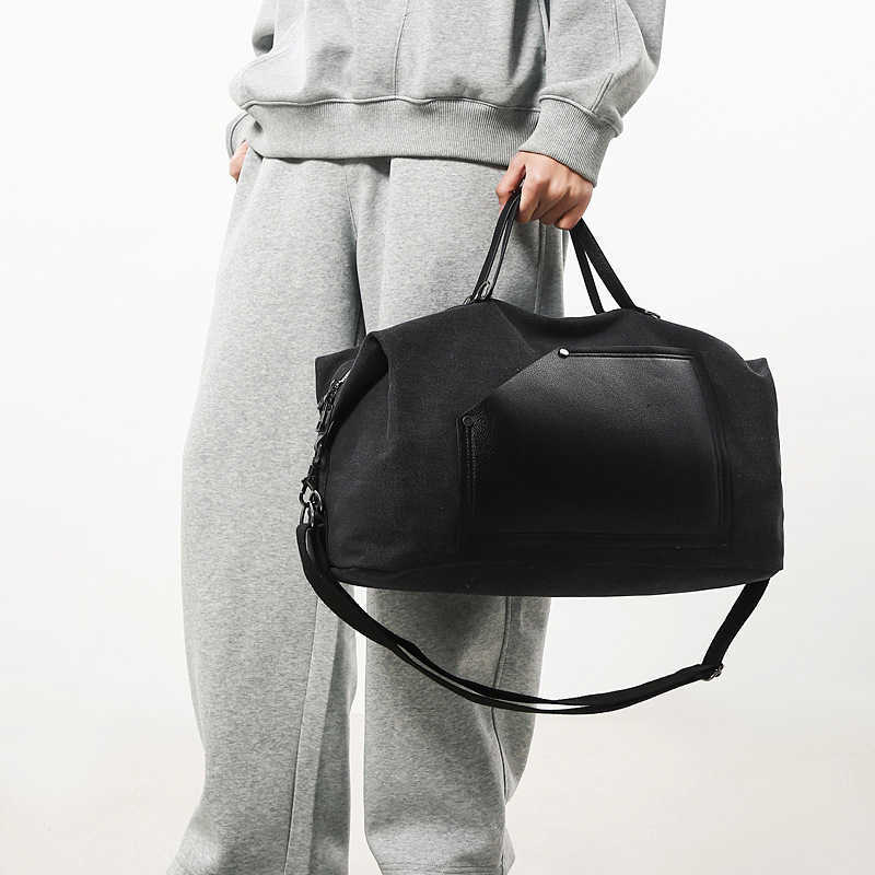 Canvas Travel Bag Men's Handheld Large Capacity Outdoor Sports Fitness Bag Women's Lightweight Crossbody Travel Luggage Bag