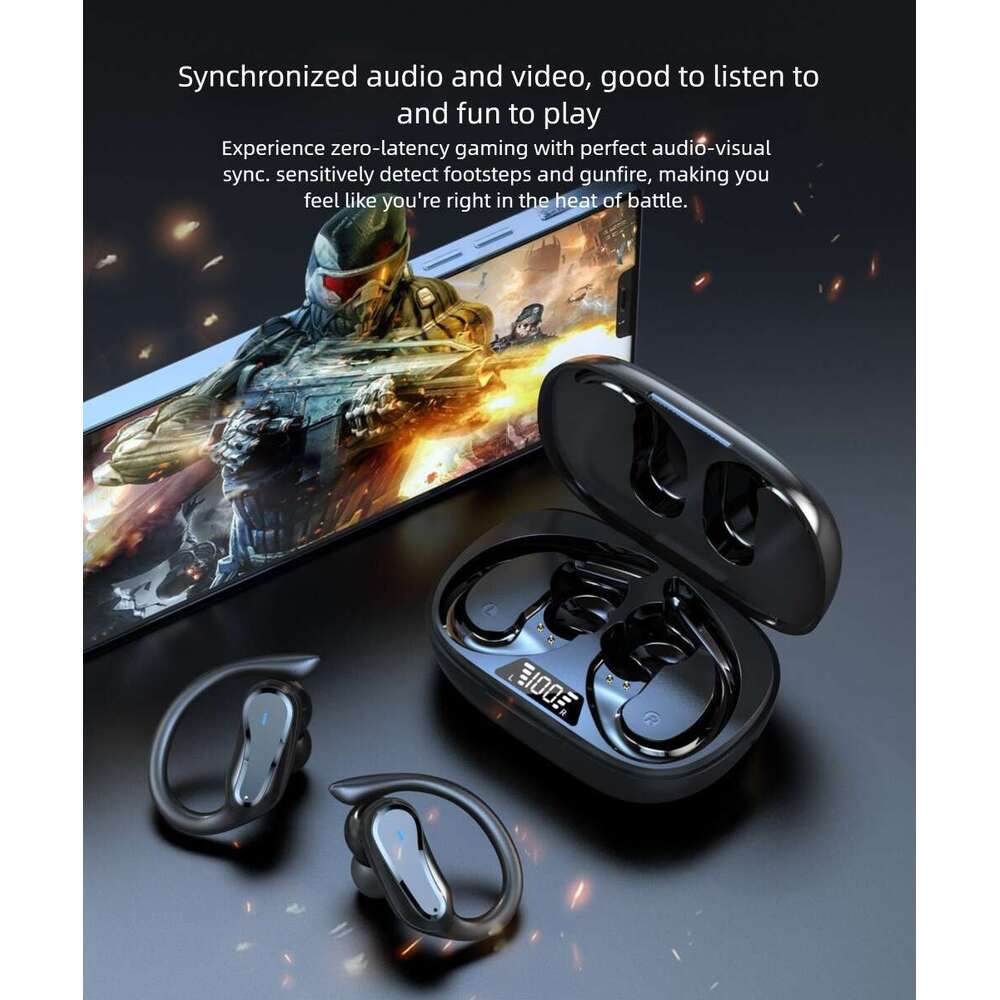 Famous Brand Noise Reduction Bluetooth TWS Ear Hook Fingerprint Touch Control Smart IPX Waterproof Long Battery Life Earphones