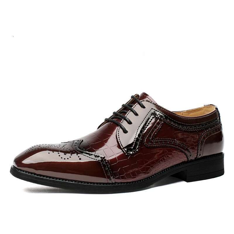 2024 Spring Large Pointed Wedding Men's Block Suit Leather Carved Business Dress Casual Shoes