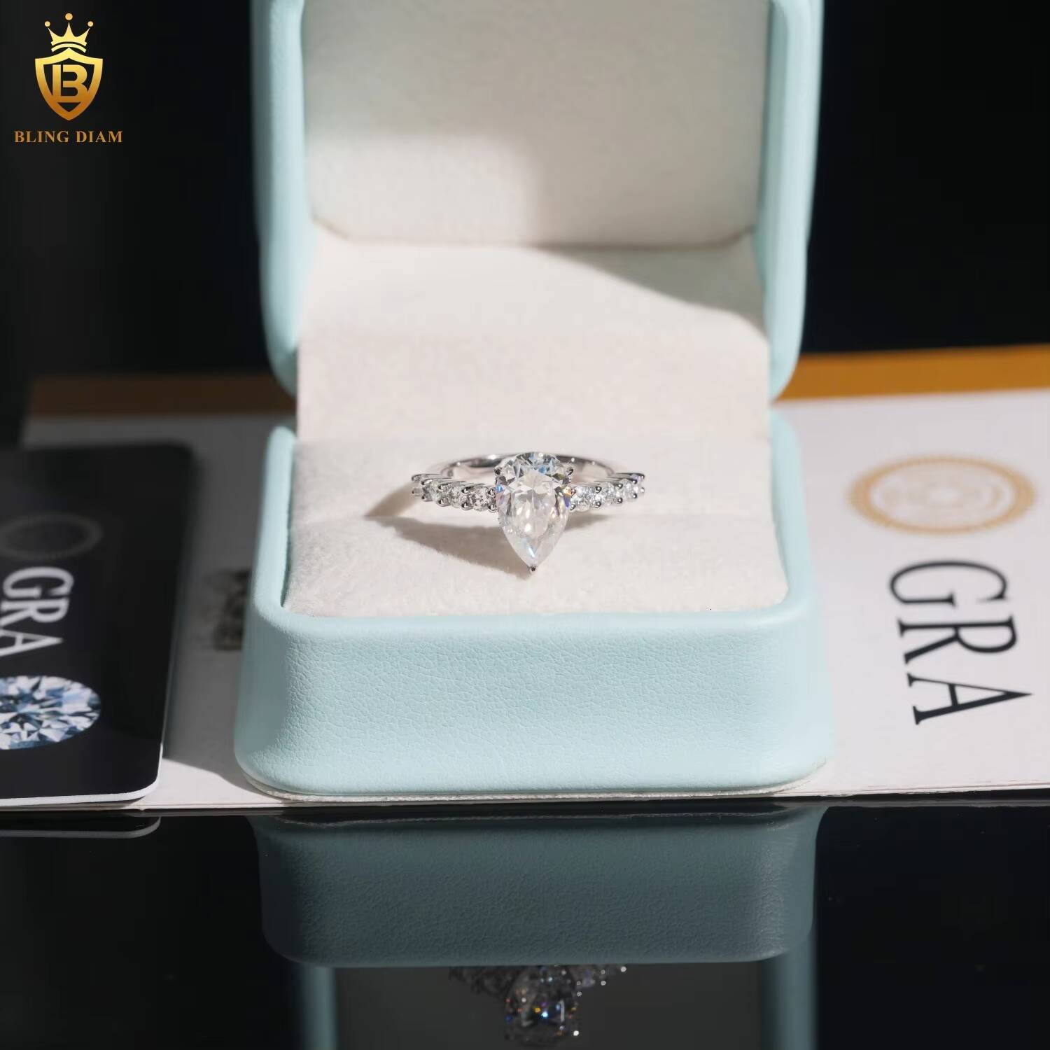 Fashion Fine Jewelry Sterling Silver 925 VVS Moissanite Diamond Engagement Rings in Stock with GRA Certificate