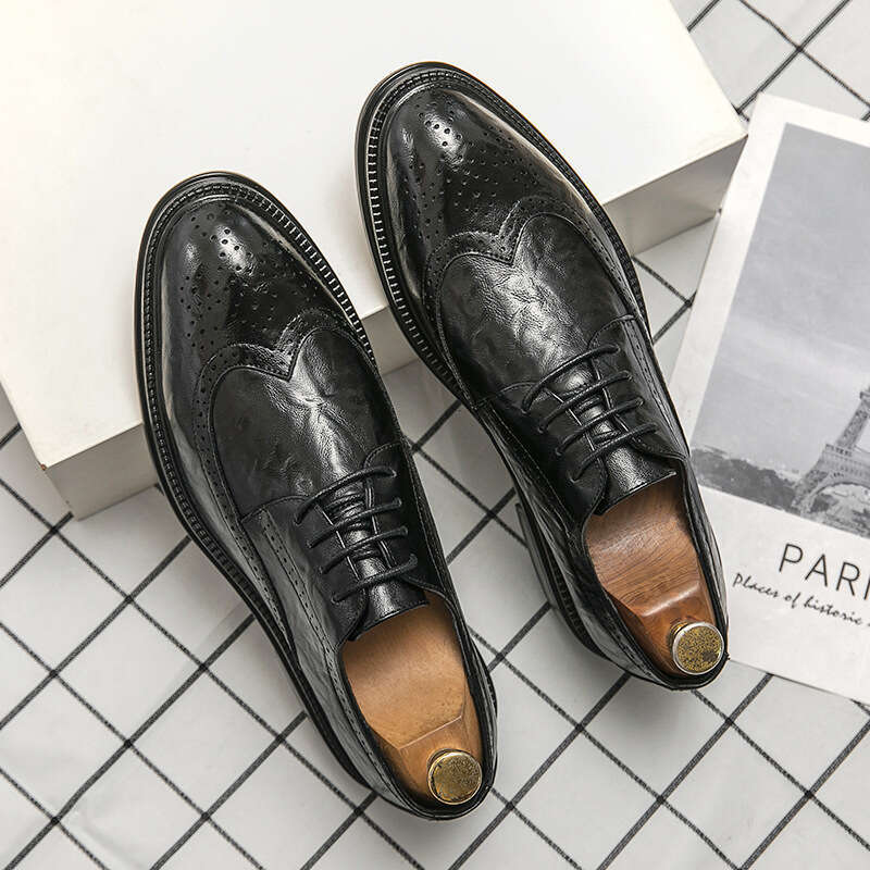 2024 plus men in all four seasons, new size for business formal wear, Block carved leather shoes are available