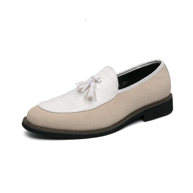 2024 Men's Large Size Spring and Autumn New Leather Fashion Set Foot Tassel Bean Shoes Trendy British