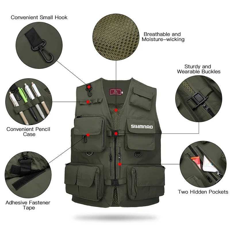 Fisherman Fishing Vest for Spring and Summer Professional Mens and Womens Multi Pocket Portable Lure Fishing Photography Vest X250403