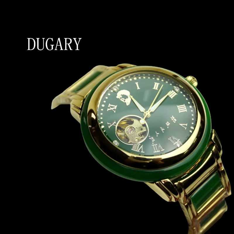 DUGARY Tourbillon mechanical watch men transparent back jade 43mm Wristwatches Salute Chairman Mao Relojes Para waterproofW251104