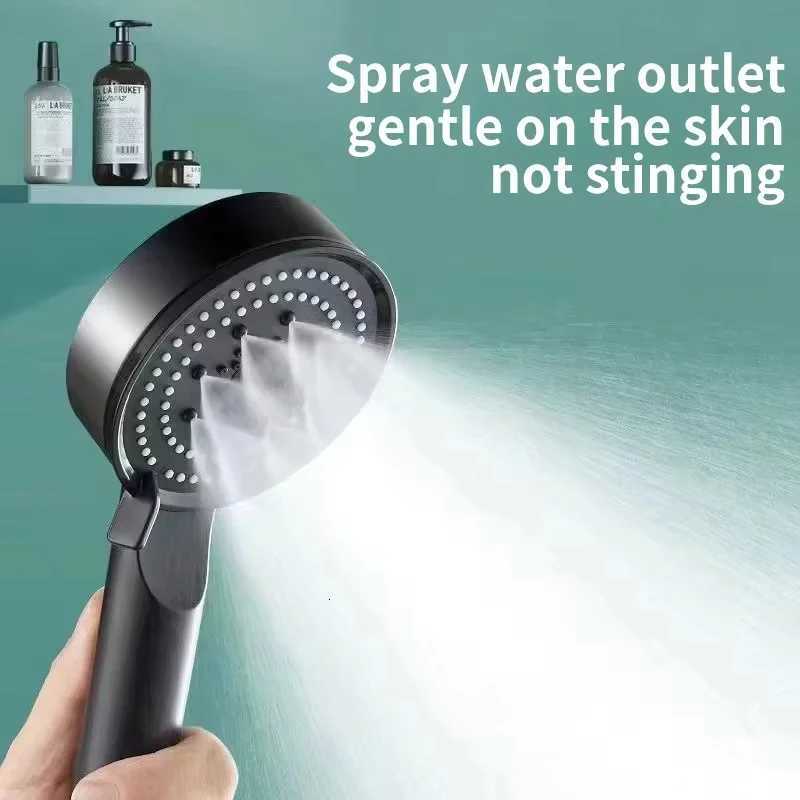 5 Modes Adjustable High Pressure Shower Water Saving Massage Function Black Shower for Bathro Accessories Y251103