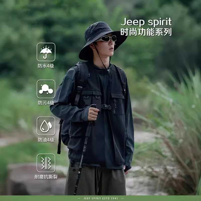 New outdoor four-season tooling fishing vest loose functional pocket waterproof sleeveless vest jacket men X250403